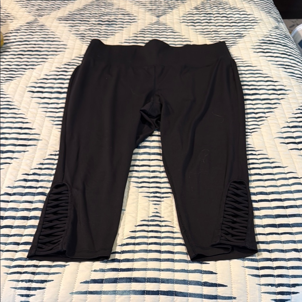 Lane Bryant Black Leggings with Ladder Cutout Design